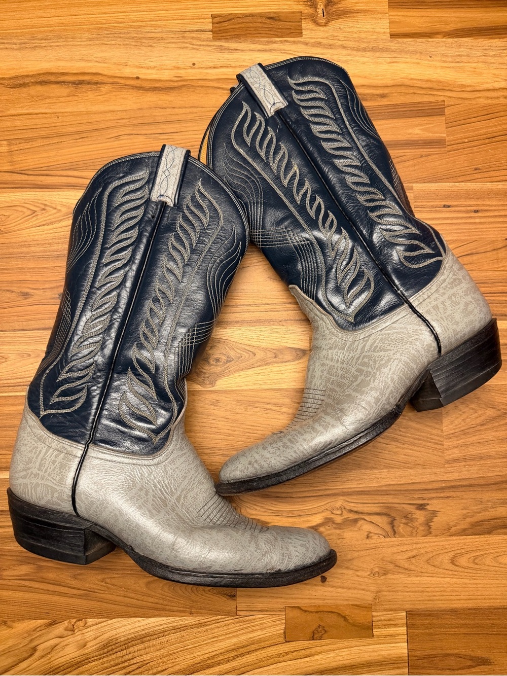Tony Lama 9B Men's Two-Tone Navy and Gray Western Cowboy Boots